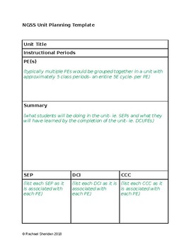 Preview of NGSS Unit and Lesson Planning Template