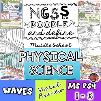 Preview of NGSS Waves Doodle Notes for Middle School (Physical Science MS-PS4) BUNDLE