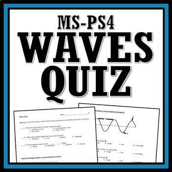 Preview of Waves Quiz Middle School NGSS MS-PS4-1 MS-PS4-2