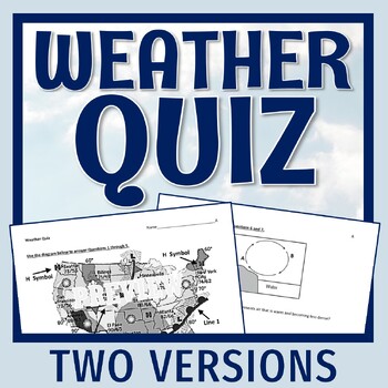 Preview of NGSS Weather Quiz Assessment Middle School MS-ESS2-5