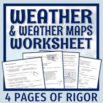 Preview of NGSS Weather Worksheet Review with Weather Maps Middle School