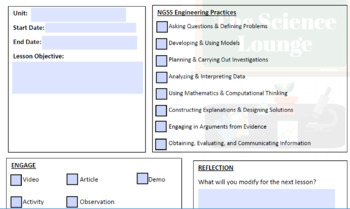 Preview of NGSS Weekly Lesson Template