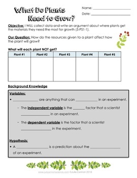 ngss 5th grade what do plants need to grow 5 ls1 1 by juli cannon science