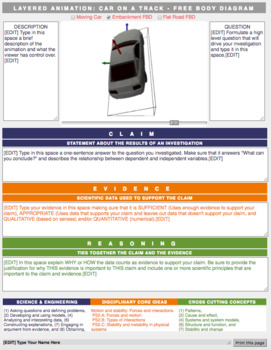 Preview of NGSS Writing with Layered Animation - Car on a Track with Free Body Diagram