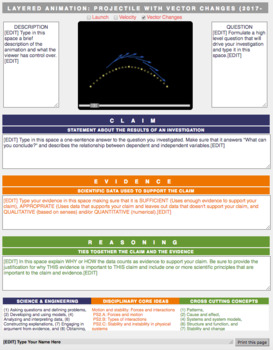 Preview of NGSS Writing with Layered Animation - Projectiles with Vector Addition