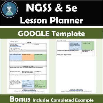 Preview of NGSS and 5e Editable Lesson Planning Template GOOGLE DOC