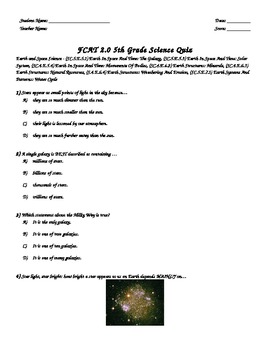 Preview of NGSSS Science Quiz-Earth and Space Science-Rocks, Earth, Planets