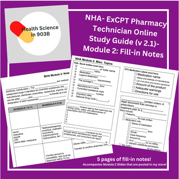 Preview of NHA- ExCPT Pharmacy Technician Online Study Guide (v 2.1) Module 2- Notes
