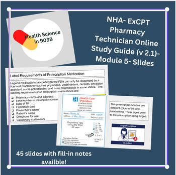 Preview of NHA- ExCPT Pharmacy Technician Online Study Guide (v 2.1)- Module 5: Slides