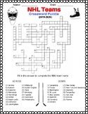 NHL Hockey Teams Crossword Puzzle (Fun activity for Early 