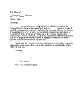 national honor society recommendation letter example