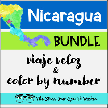 Preview of NICARAGUA Spanish CI Reading AND Color By Number BUNDLE