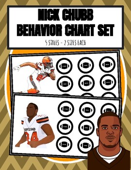 Preview of NICK CHUBB SET of 5 Behavior Charts CLEVELAND BROWNS Football NFL