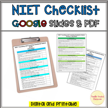 Preview of NIET Teaching and Learning Standards Rubric Checklist Instructional Tool TAP
