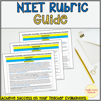 Preview of NIET teacher evaluation rubric guide TAP instruction planning domain environment