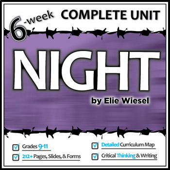 Preview of NIGHT by Elie Wiesel Unit Plan Literacy Activities - Project Test Quizzes Final