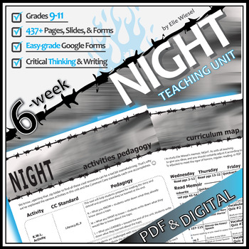 Preview of NIGHT by Elie Wiesel Unit Plan Literacy Activities PRINT & DIGITAL Project Test