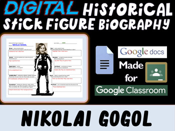 Preview of NIKOLAI GOGOL Digital Historical Stick Figure Biography (mini biographies)