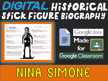 Preview of NINA SIMONE Digital Historical Stick Figure Biography (MINI BIOS)