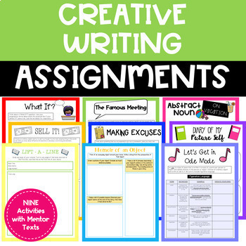 Preview of NINE Creative Writing Activities - with graphic organizers and mentor texts!