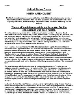 NINTH Amendment Case (lethal injection) Article and Writing Assignment