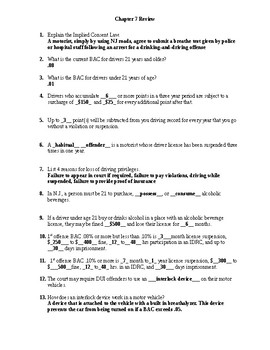drivers ed chapter 3 study guide answers