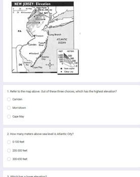 Preview of NJ Elevation and Climate google form