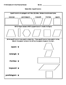 NJ Model Curriculum Third Grade Unit Five Practice Packet by Dawn Williams