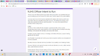 Preview of NJHS Officer Intent to Run Form