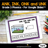 NK Ending Phonics Activities | ANK, INK, ONK, and UNK 3rd 