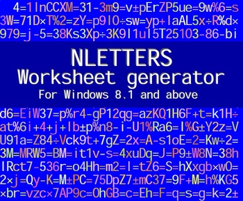 Preview of NLETTERS - ALGEBRA WORSKHEET GENERATOR