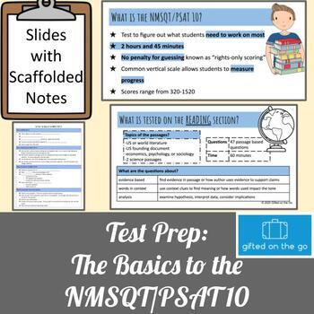 Preview of NMSQT/PSAT 10 Test Test Prep: "The Basics" Slides with Scaffolded Notes