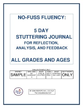 Preview of NO-FUSS FLUENCY: Stuttering Event Journal Page