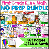 NO PREP 1ST Grade Math Worksheets and ELA Activities FULL 