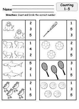 NO PREP 28 Counting Worksheets 1-5 and 1-10 by Teaching the Exceptional