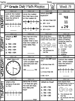 NO PREP! 2nd Grade Math Spiral Review by Thomas Teachable ...
