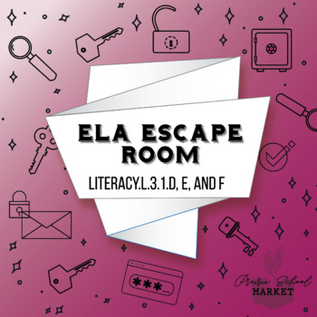 Preview of NO PREP 3rd Grade ELA Escape Room - ELA Grammar Escape -3rd Grade ELA Activities