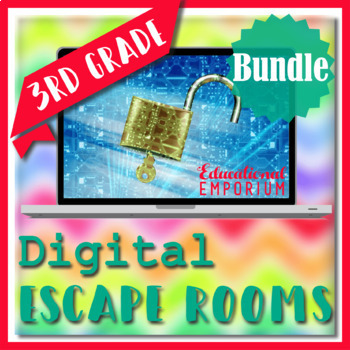 Preview of NO PREP ⭐ 3rd Grade Math Escape Rooms MEGA BUNDLE with ALL MATH STANDARDS