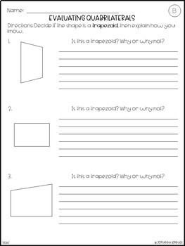 no prep 3rd grade quadrilateral worksheet sample pack tpt