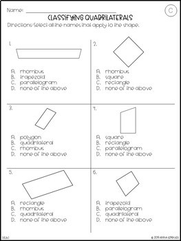 NO PREP 3rd Grade Quadrilateral Worksheet Sample Pack | TpT