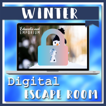 Preview of NO PREP ⭐ 4th Grade Winter Math Escape Room ⭐ Virtual, Digital, or Printable