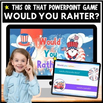 Preview of NO PREP 4th of July 2024 Would You Rather PowerPoint Game 3rd-5th Grade