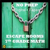 ⭐NO PREP 7th Grade Math Escape Rooms Bundle⭐Distance Learning