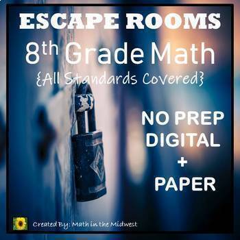 Preview of 8th Grade Math Escape Rooms Bundle ★ Digital and Printable