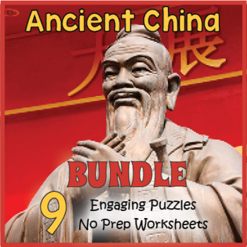 Preview of NO PREP ANCIENT CHINA BUNDLE - 9 Word Search & Crossword Worksheet Activities