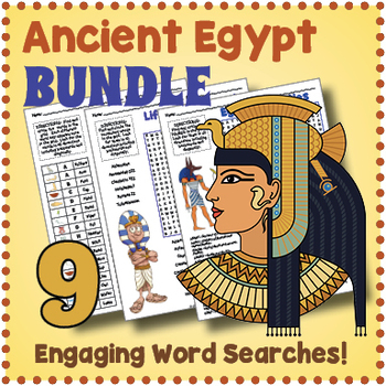 Preview of ANCIENT EGYPT BUNDLE - 9 Word Search Puzzle Worksheets - 4th 5th 6th 7th Grade