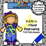 NO PREP Addition Without Regrouping Games Bundle