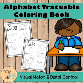 Preview of NO PREP Alphabet Traceable Coloring Book