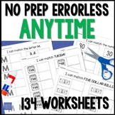 NO PREP Anytime ERRORLESS Learning Worksheets for Special 
