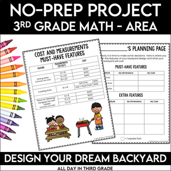 Preview of NO PREP Area Review Project - PBL Math - Fun End of the Year Math Project